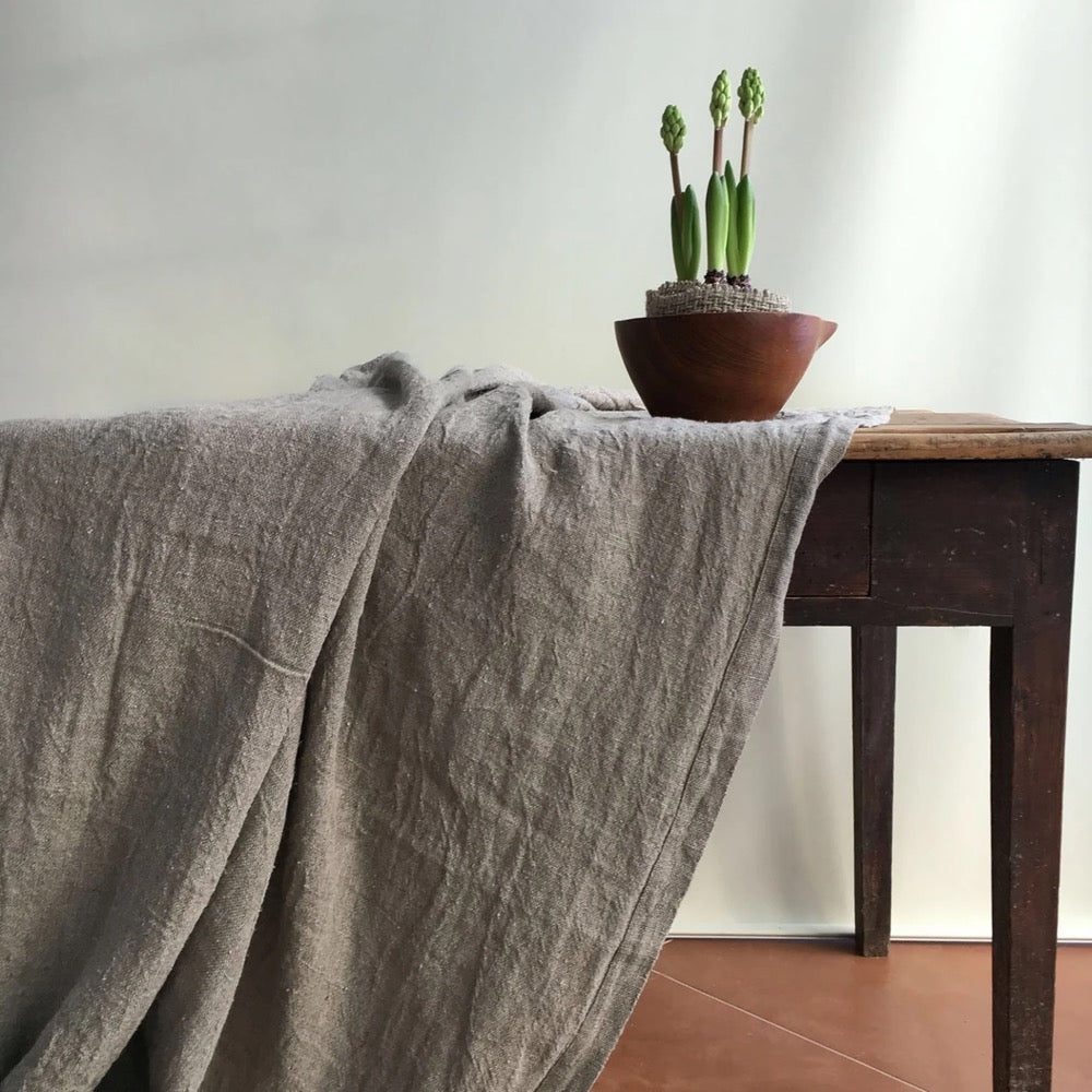Rustic Linen Tablecloth, Thick large rectangle tablecloth, basket weave linen, square tablecloth, Brocante tablecloth, country, outdoor