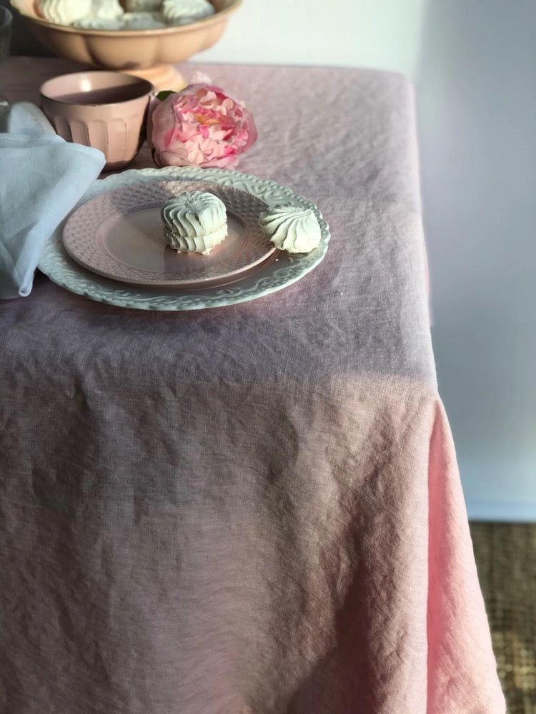 Pink Linen tablecloth, Romantic tablecloth, Custom tablecloth, Linen table cloth, tablecloths in many colors, Round tablecloth