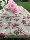 Linen tablecloth with Roses, Flower print, Custom tablecloth, Linen table cloth, Round tablecloth, Floral Tablecloth